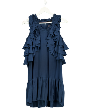 Isabel Marant 100%silk Blue Ruffle Detail Mini Dress Sz1 UK S