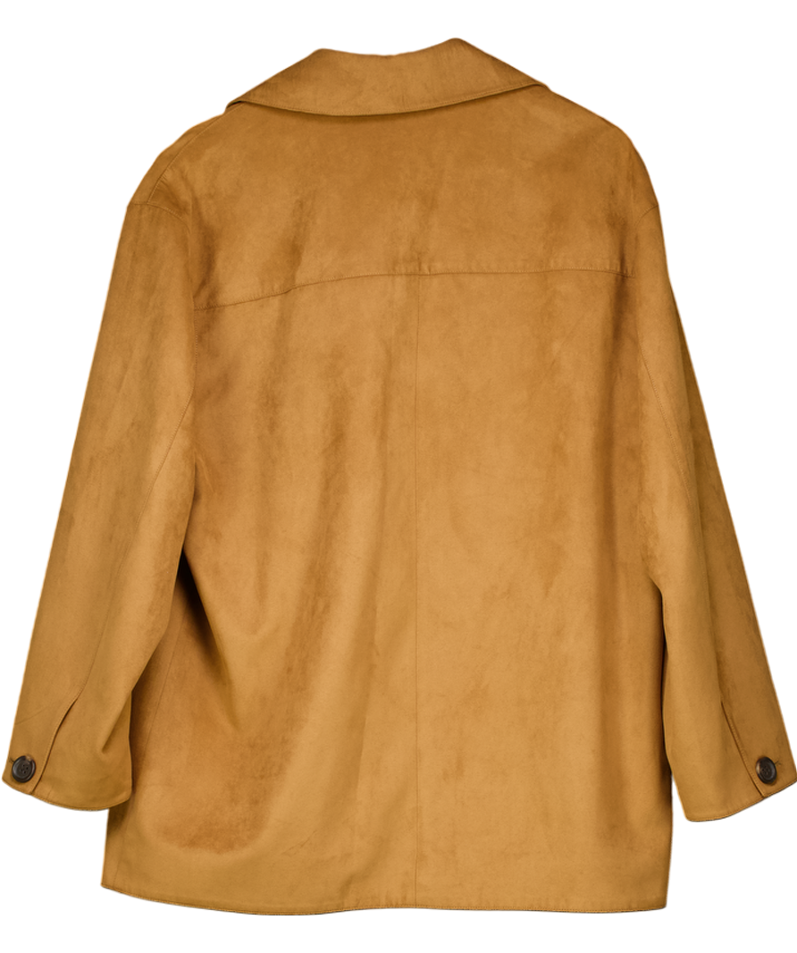 Lefties Brown Long Faux Suede Jacket UK M