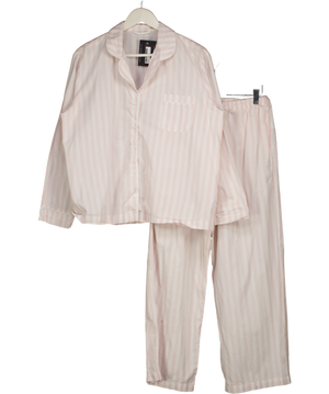 THE WHITE COMPANY Pink Striped 100% Organic Cotton Pyjama Set UK M