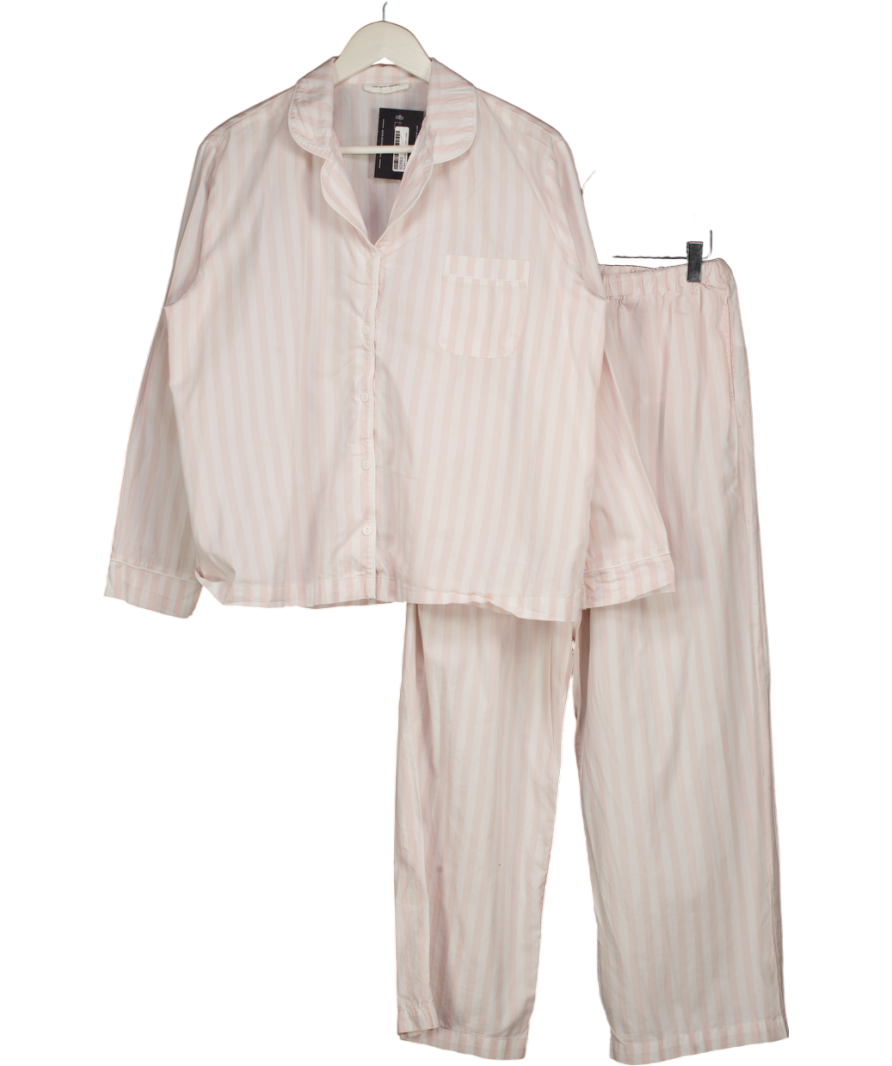 THE WHITE COMPANY Pink Striped 100% Organic Cotton Pyjama Set UK M