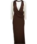 VENROY Chocolate Brown Side Cowl Maxi Dress UK S
