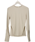 Refy Beige Split Side Long Sleeve Top UK S