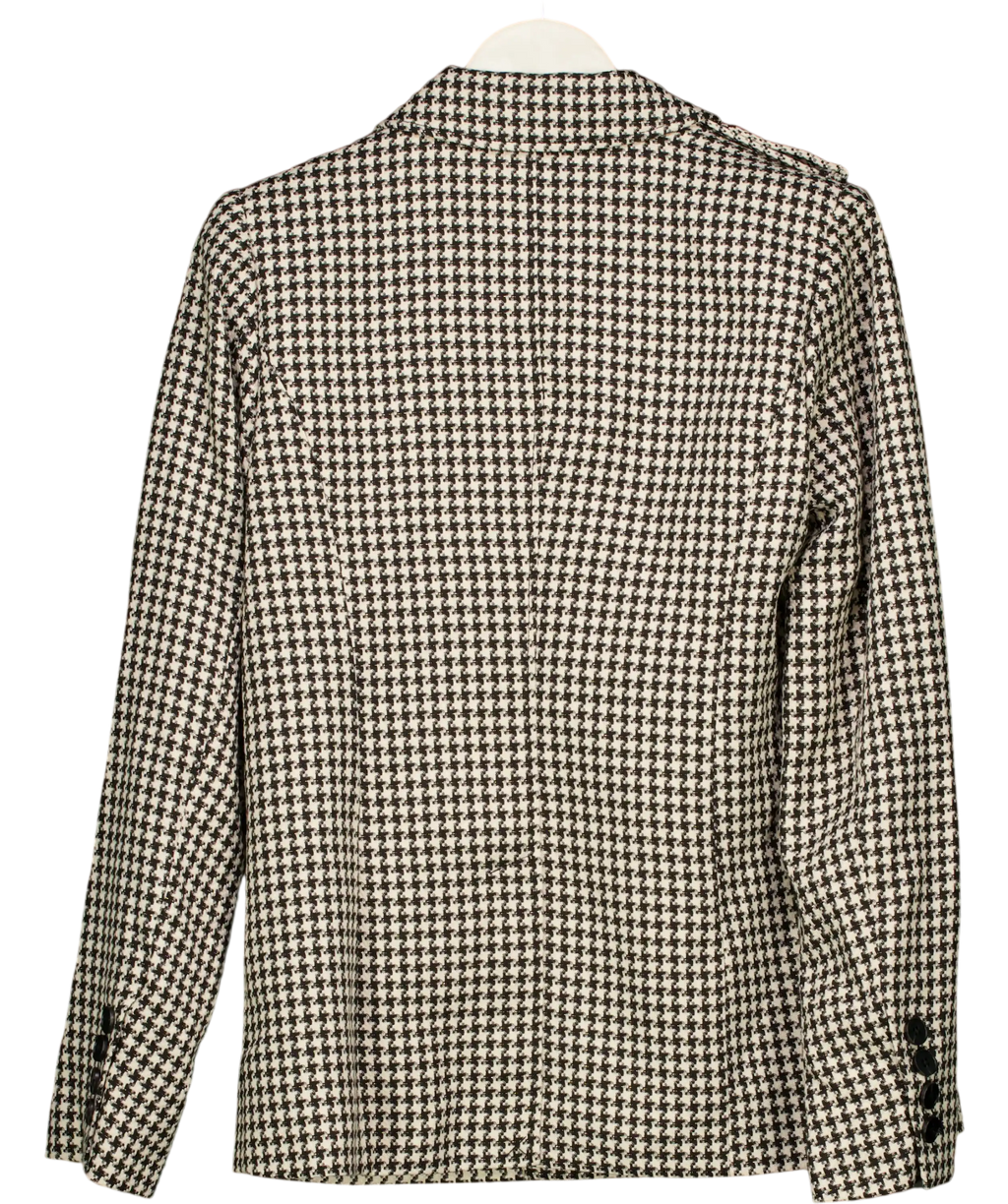 PAIGE Skyler Houndstooth Jacket Black White UK S