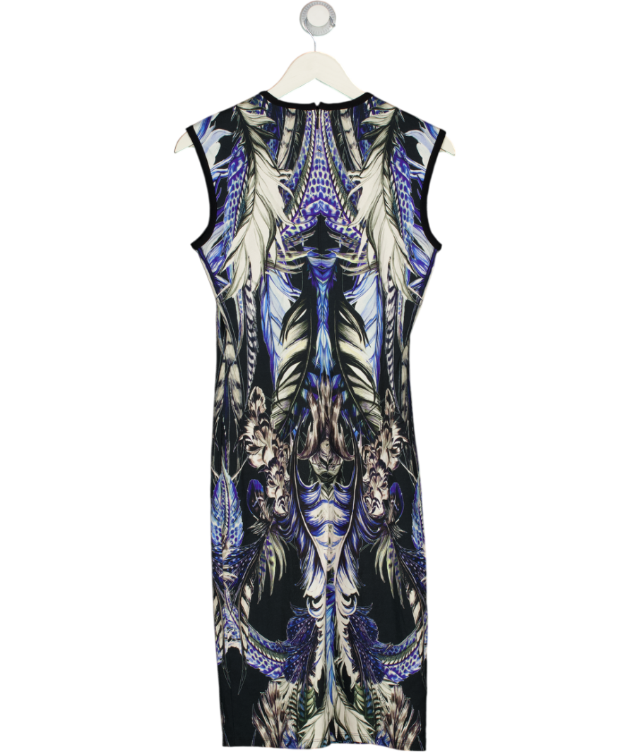 ROBERTO CAVALLI Blue / Multi Lace Insert Shift Midi Dress It44 UK 12