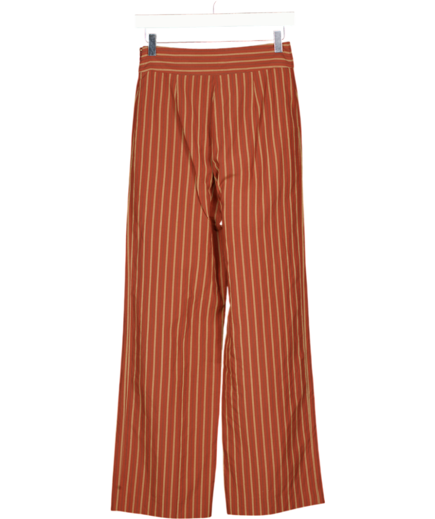SEZANE Rust Brown Striped High Waist Cropped Jenson Trousers Fr34 UK 6