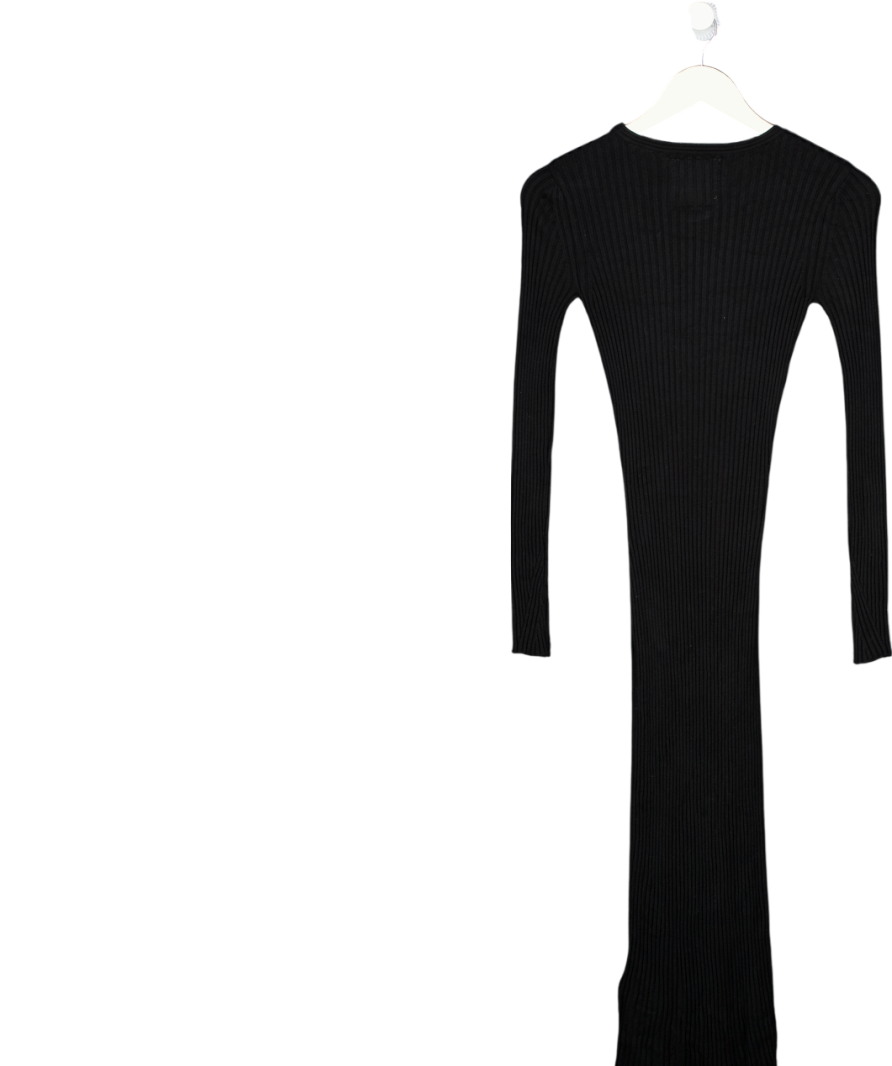 Superdry Black Ribbed Knit Midi Dress UK 6
