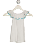 La Coqueta White & Turquoise Cotton Swiss Dot Summer Dress 3 Years