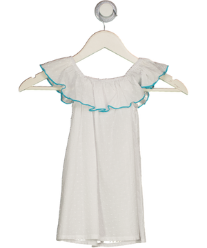 La Coqueta White & Turquoise Cotton Swiss Dot Summer Dress 3 Years