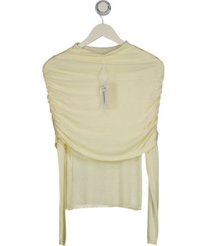 NA-KD Cream Cashmere Blend Knitted Draped Top UK XS