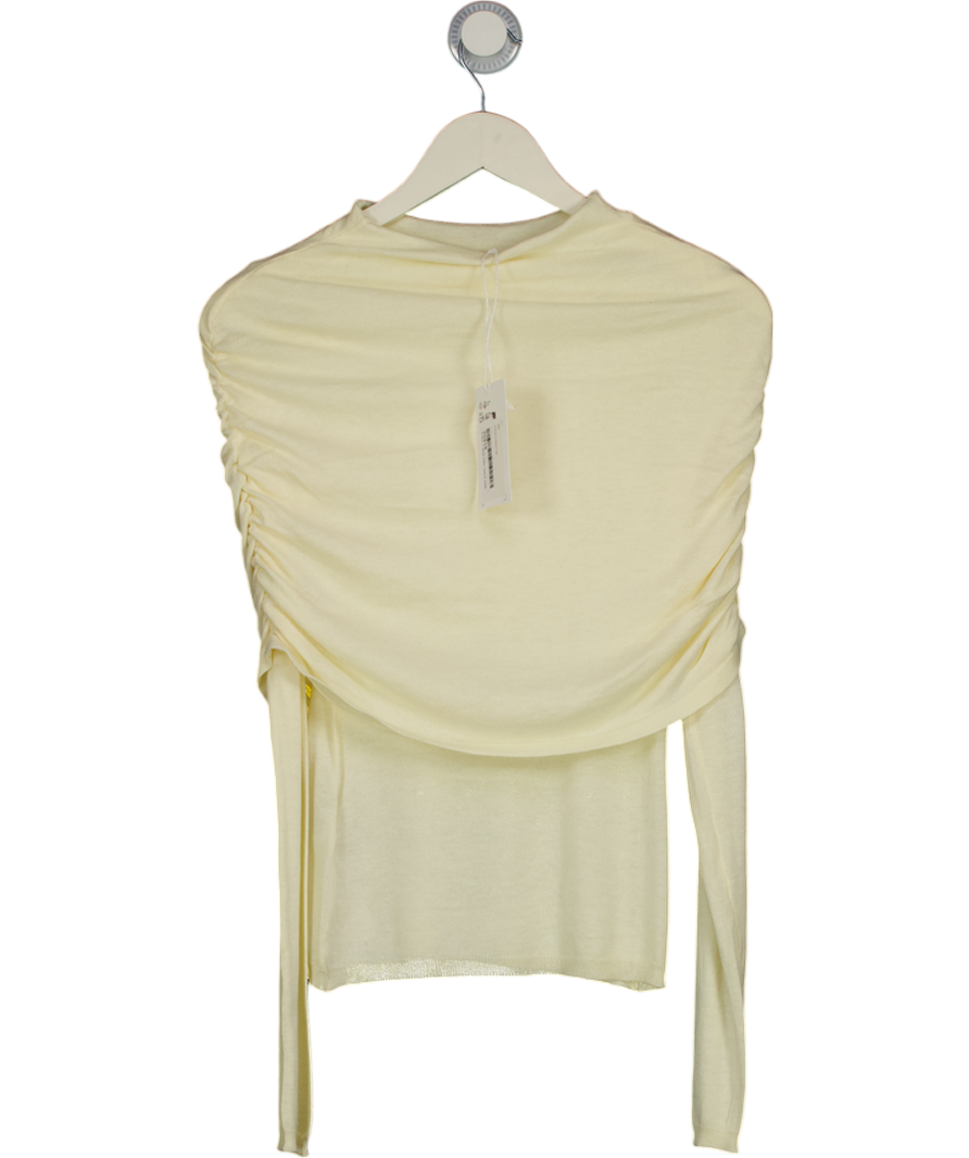 NA-KD Cream Cashmere Blend Knitted Draped Top UK XS