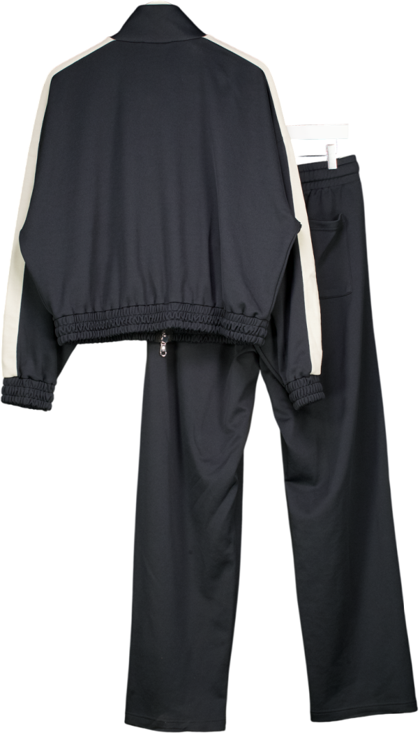Cole Buxton 2-piece Black / Cream Stripe Straight-leg Jersey Track Pants & Jacket Set UK M/L