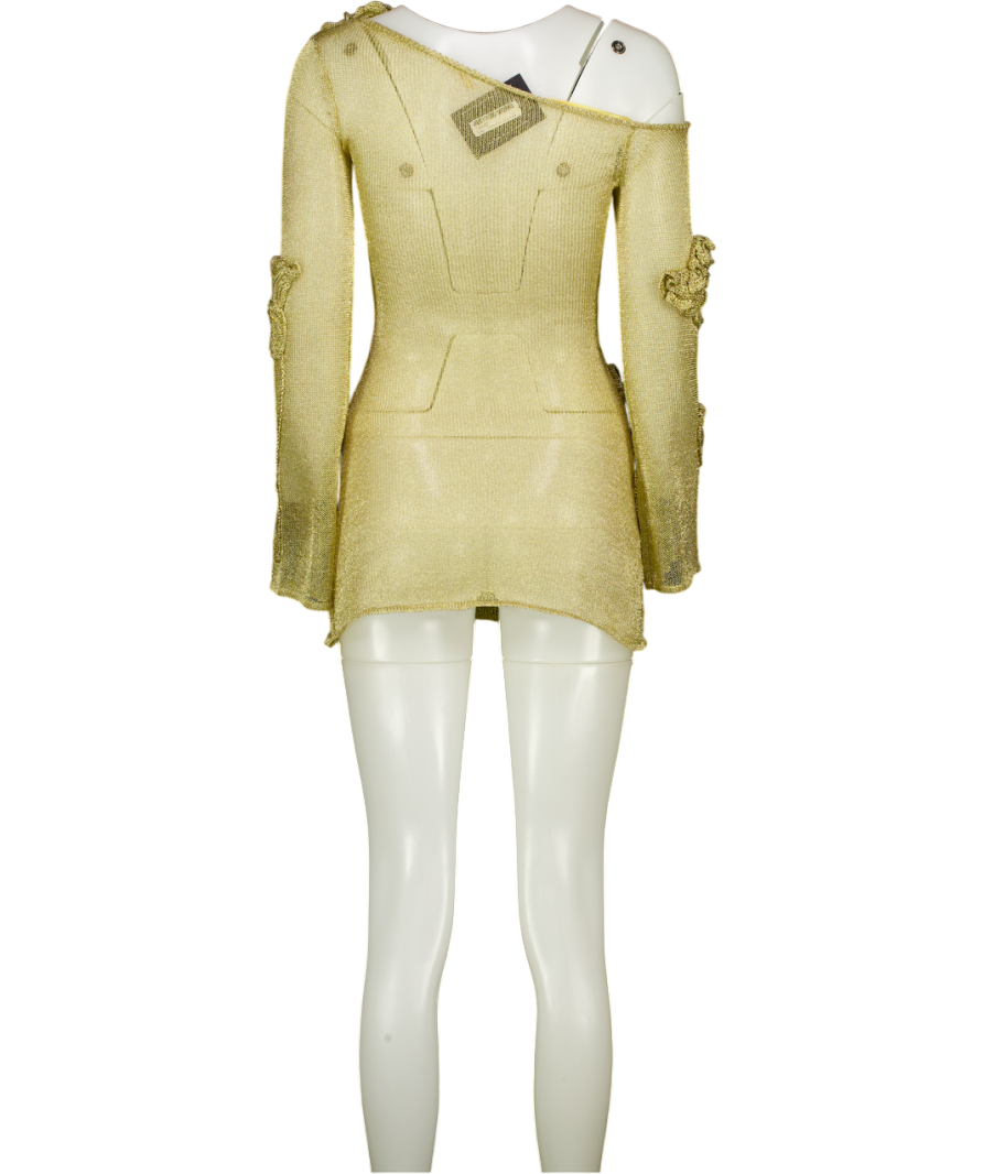 CULT GAIA Metallic Gold Bowie Knit Minidress UK XXS