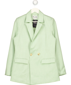 NA-KD Melange Double Breasted Blazer In Green UK 8