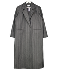 Aria Cove Grey Oversized Tailored Collar Detail Longline Coat With Wool In Charcoal Pinstripe UK 16