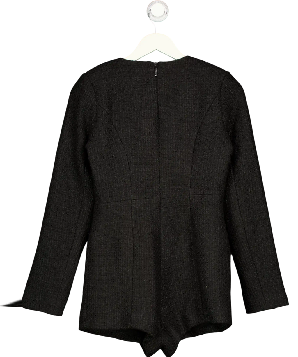 MAJORELLE Black Olivia Tweed Button Detail Playsuit UK XS