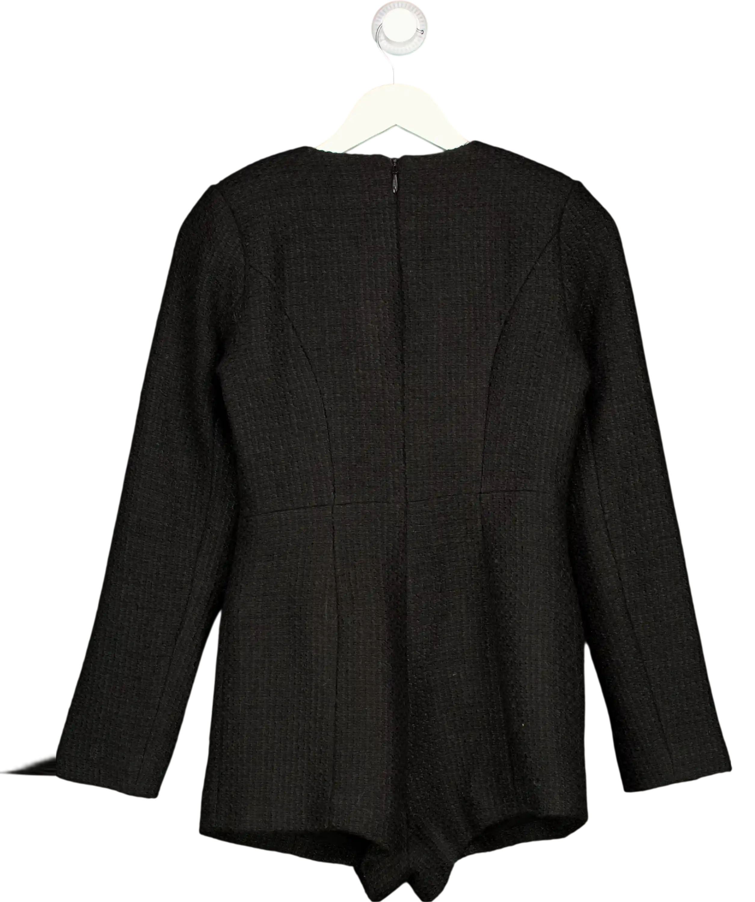 MAJORELLE Black Olivia Tweed Button Detail Playsuit UK XS