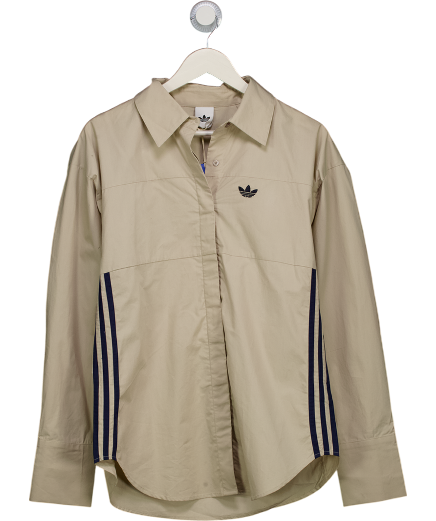 adidas Beige Cinched Shirt With Shoulder Pads UK S