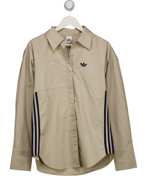 adidas Beige Cinched Shirt With Shoulder Pads UK S