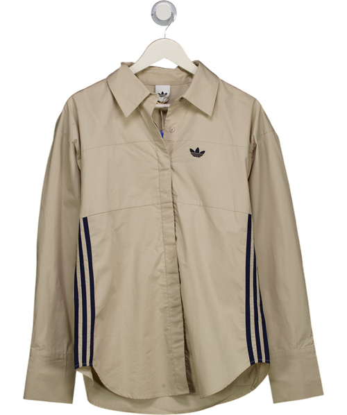 adidas Beige Cinched Shirt With Shoulder Pads UK S