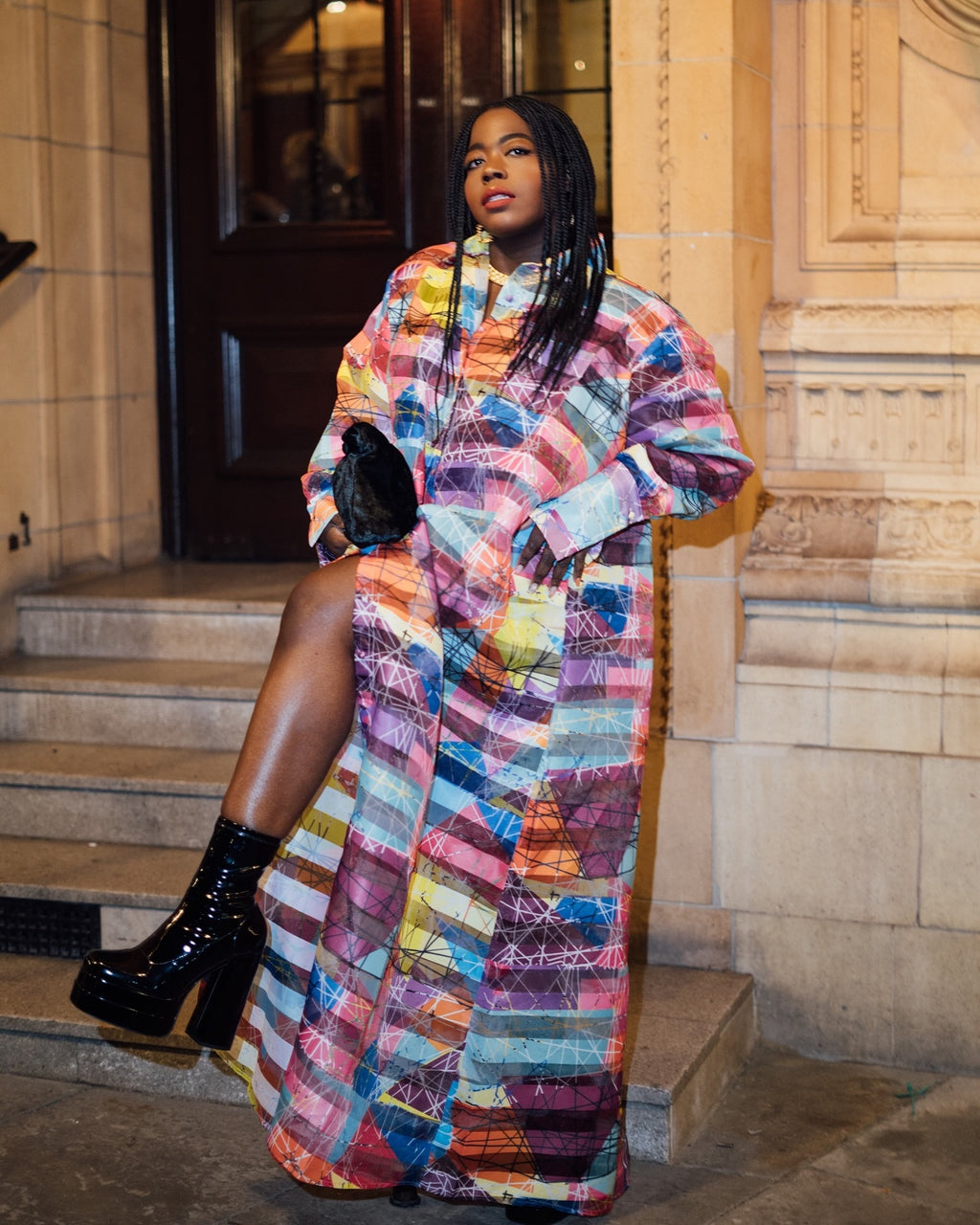 KAI COLLECTIVE Multicoloured Amira Technical Organza Oversized Long Sleeve Shirt Dress Sz2 Uk 16-22 UK XL/XXL