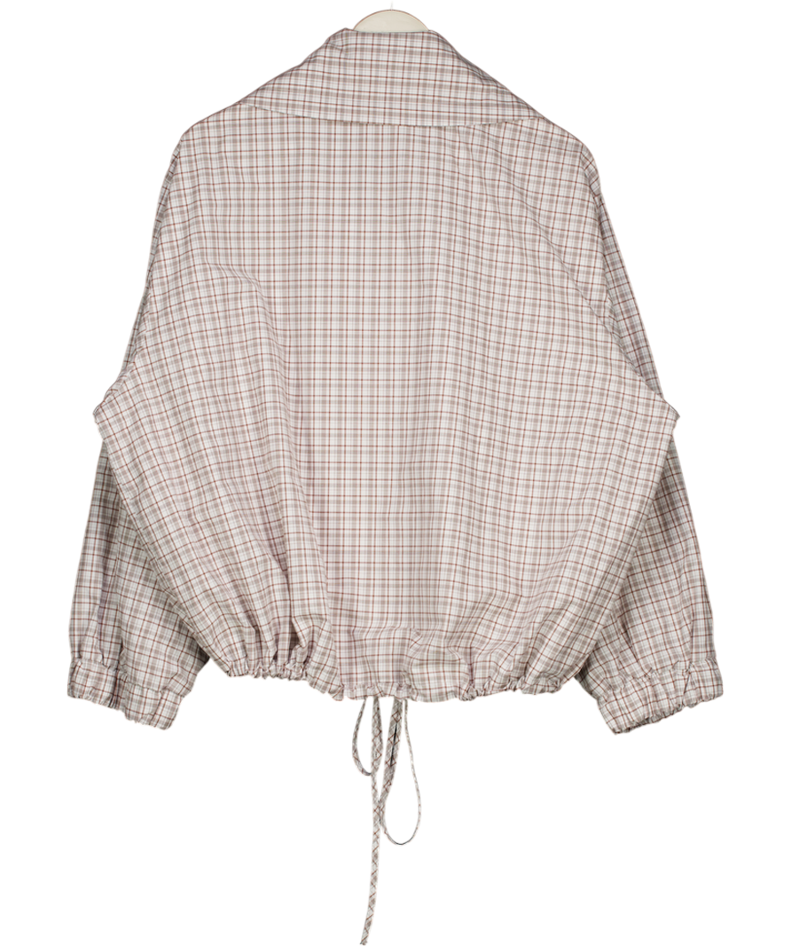 ASOS White / Brown Check Funnel Neck Bomber Jacket UK S