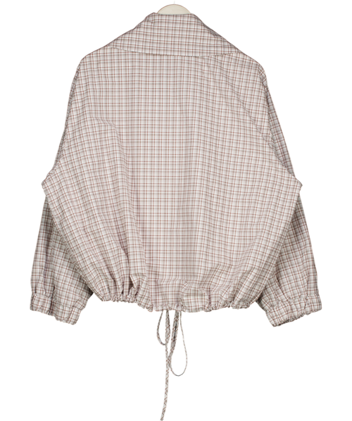 ASOS White / Brown Check Funnel Neck Bomber Jacket UK S