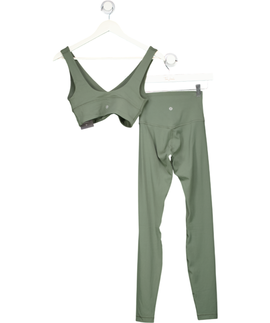 LULULEMON 2-piece Green Sports Bra & Leggings Set UK S/M