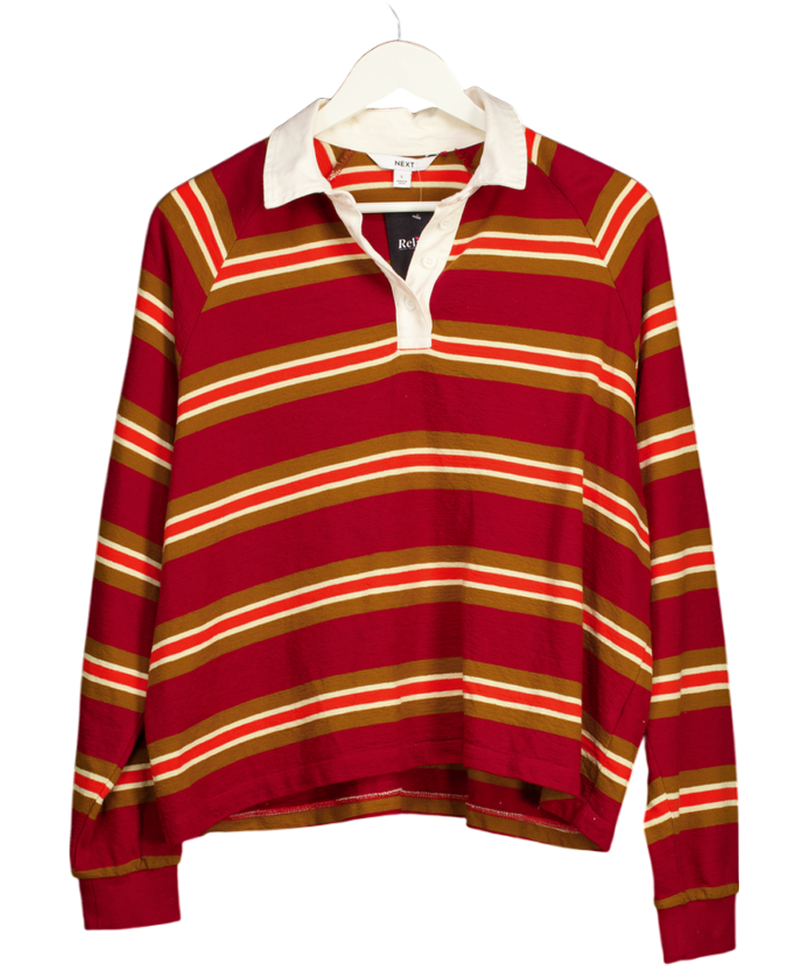 NEXT Red Striped Polo Shirt Top UK L