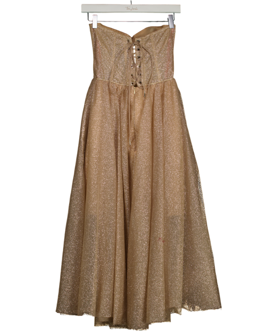 Milla London Metallic Gold Glitter Corset Back Dress UK XS