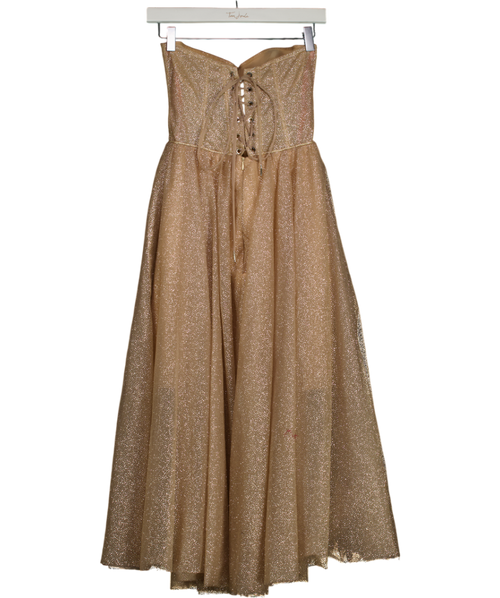 Milla London Metallic Gold Glitter Corset Back Dress UK XS