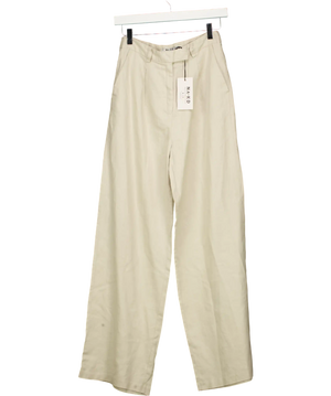 NA-KD Beige Linen Wide Leg Trousers Size Eu 36 UK 8