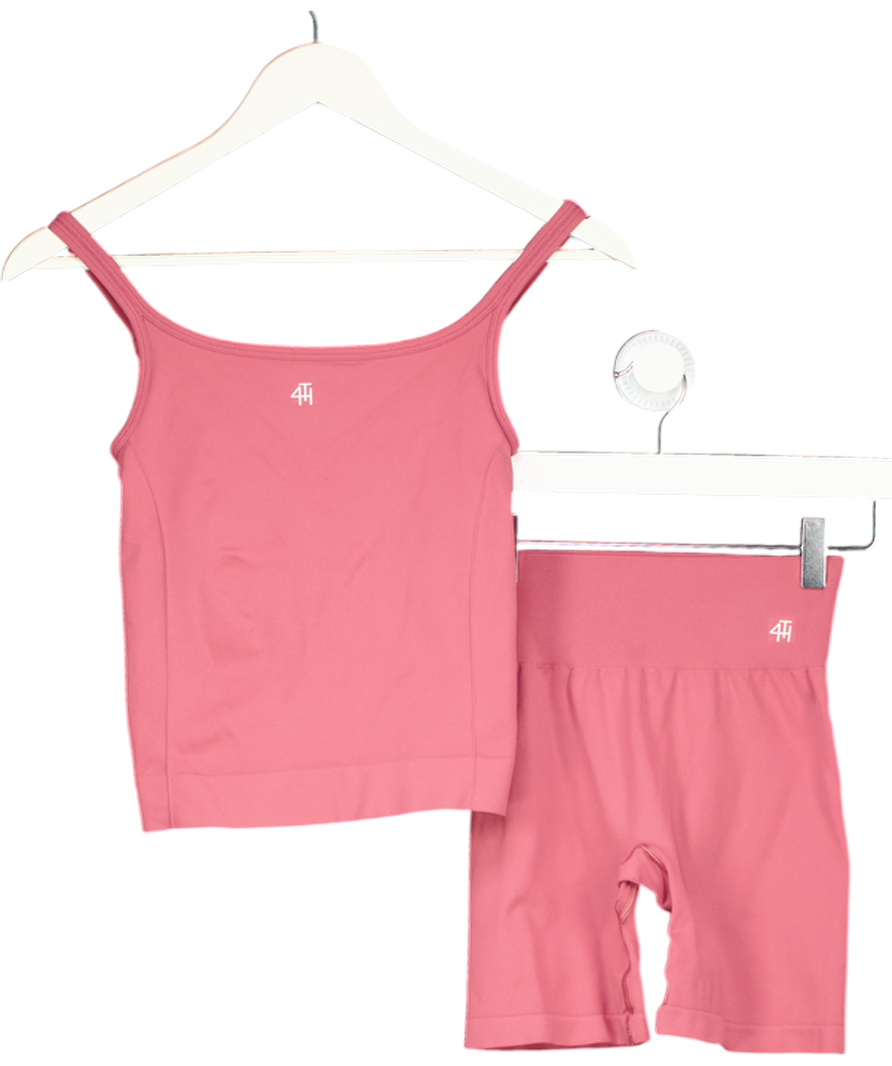 4th & Reckless 2-piece Pink Top And Cycle Shorts Activewear Set UK XS