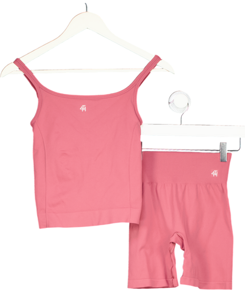 4th & Reckless 2-piece Pink Top And Cycle Shorts Activewear Set UK XS