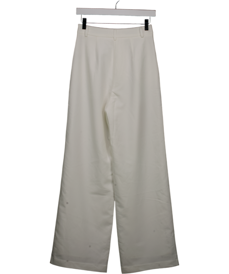 Commense White Solid Wide Leg Pants Without Belt UK XS