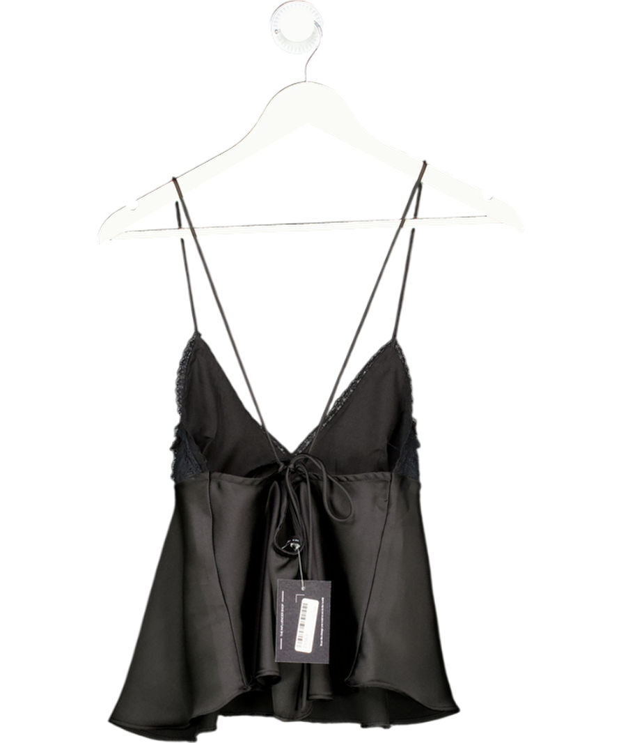 ZARA Black Satin Lace Tie Back Cami UK S