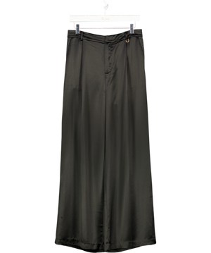 INTERDEE Black Satin Wide Leg Trousers UK M