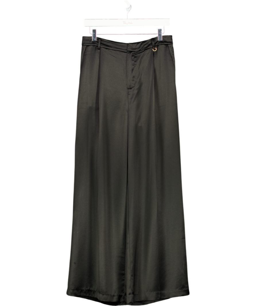 INTERDEE Black Satin Wide Leg Trousers UK M