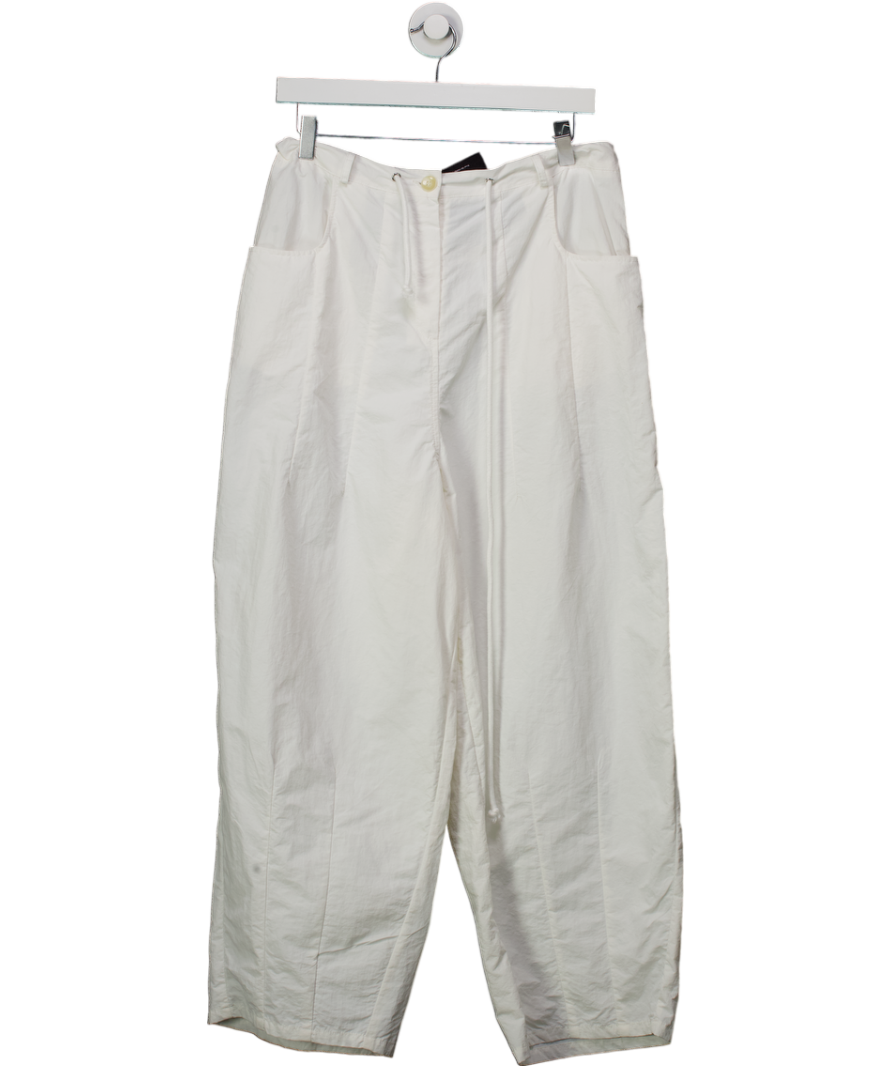 Lioness White Tie Waist Barrel Leg Trousers UK S