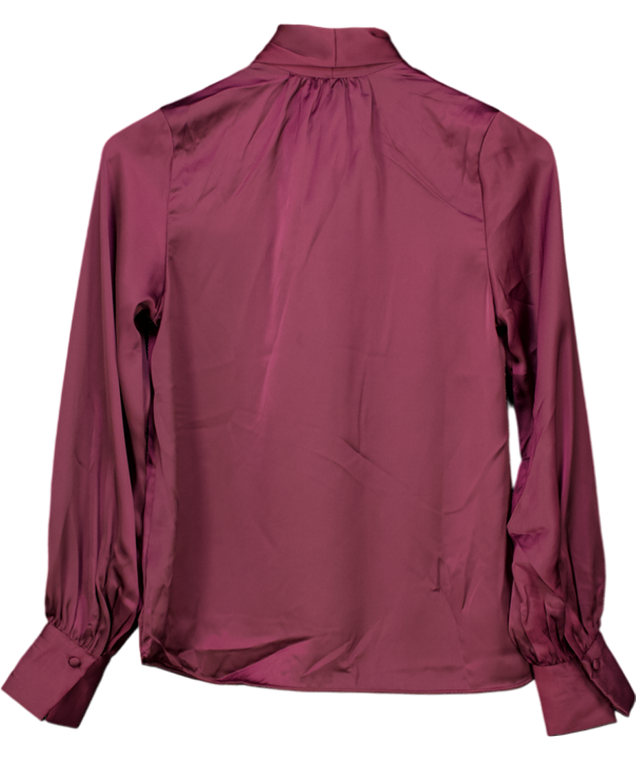 H&M Burgundy Red Tie-neck Chiffon Blouse UK XS