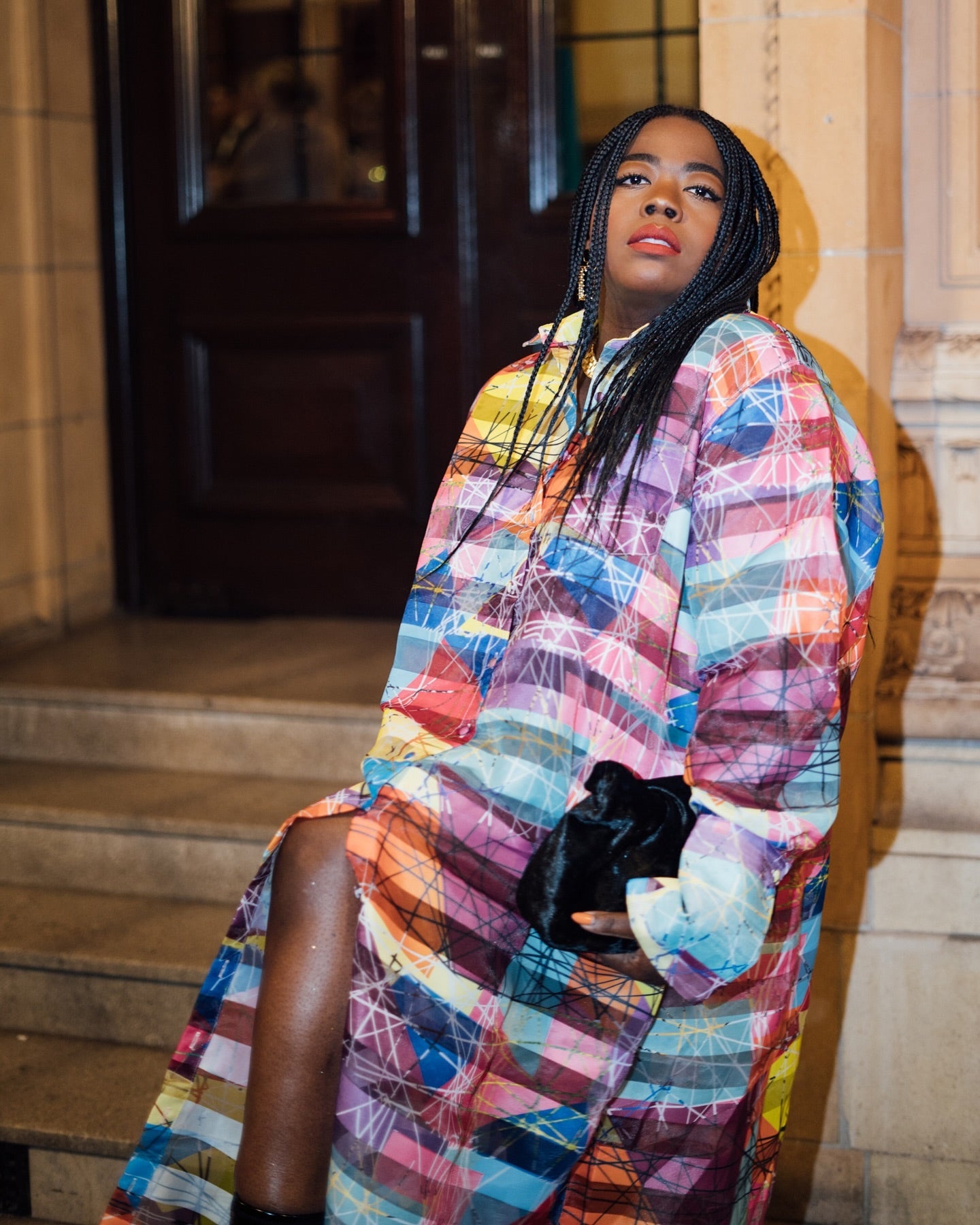 KAI COLLECTIVE Multicoloured Amira Technical Organza Oversized Long Sleeve Shirt Dress Sz2 Uk 16-22 UK XL/XXL