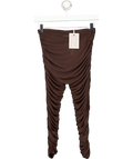 Zoreya Brown Ruched Detail Capri Leggings UK S
