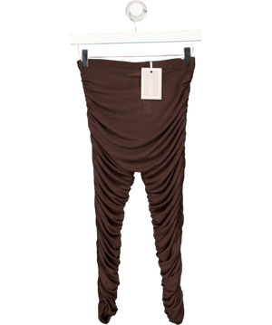 Zoreya Brown Ruched Detail Capri Leggings UK S