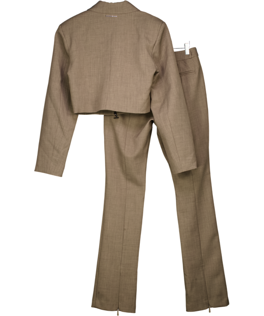 maniere de voir Brown Wide Shoulder Tailored Jacket (uk8) And Mid Rise Trousers (uk10) Set UK S