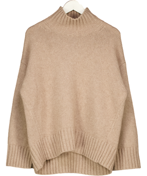 COS Beige Chunky Cashmere Oversize Funnel-neck Jumper UK S