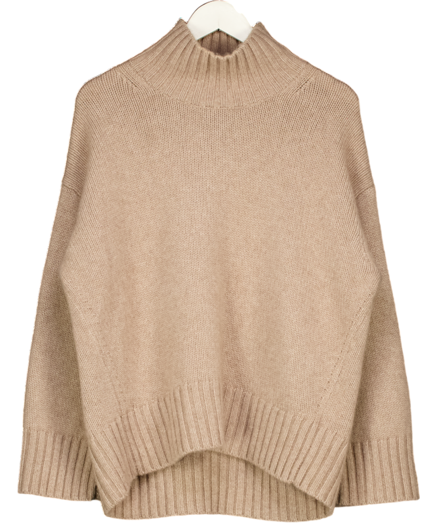 COS Beige Chunky Cashmere Oversize Funnel-neck Jumper UK S