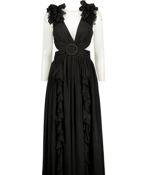 ALB Anne Louise Black Cassini Cut Out Maxi Dress UK 8