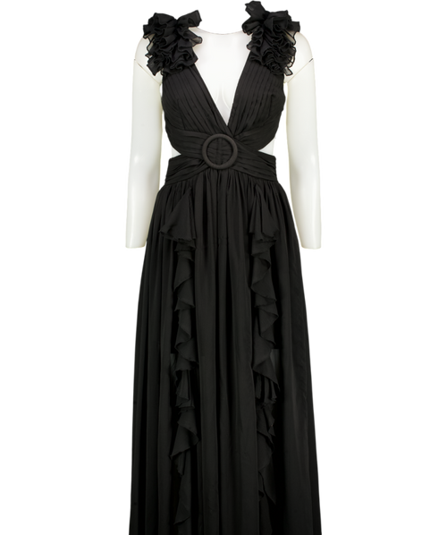 ALB Anne Louise Black Cassini Cut Out Maxi Dress UK 8
