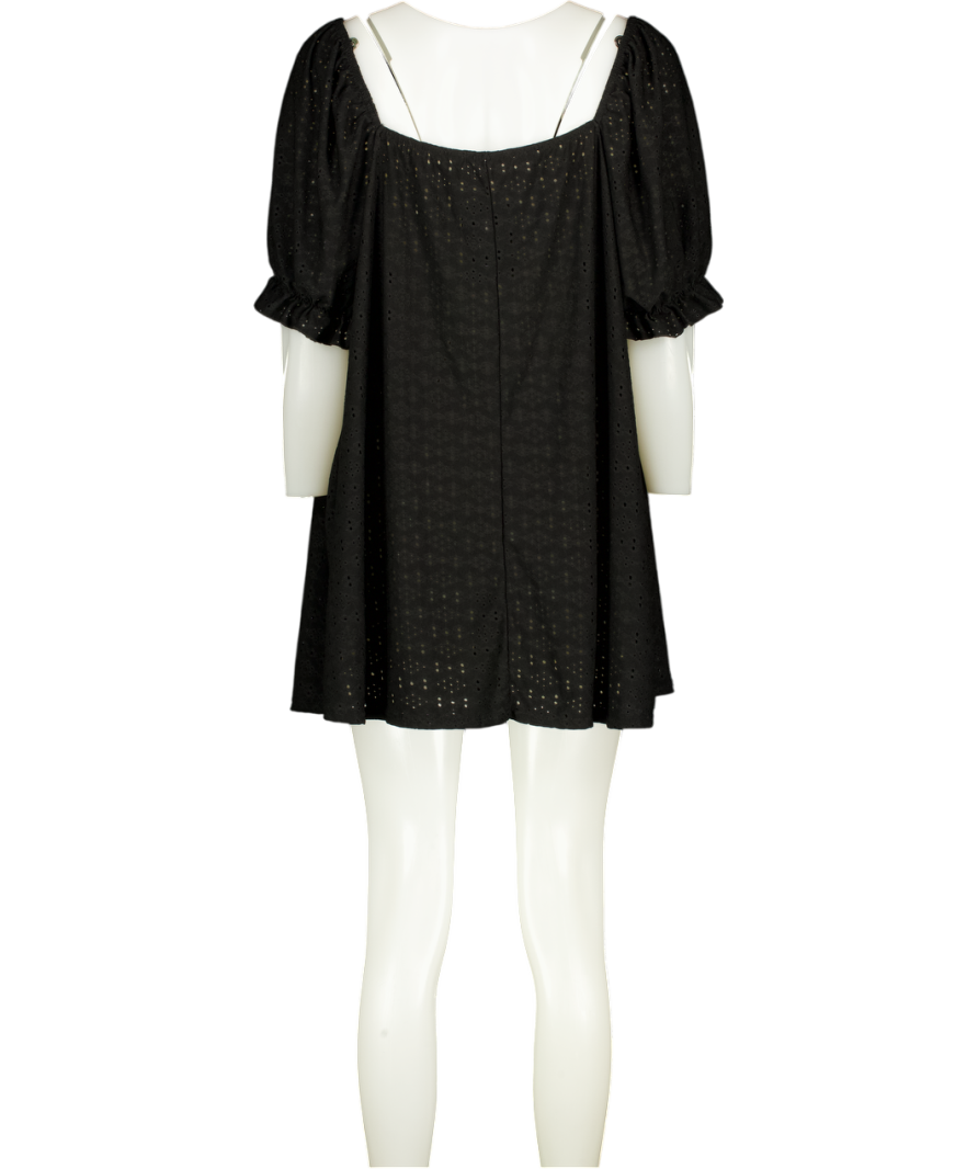 LIMITED COLLECTION Black Puff Sleeve Broderie Mini Dress UK 28