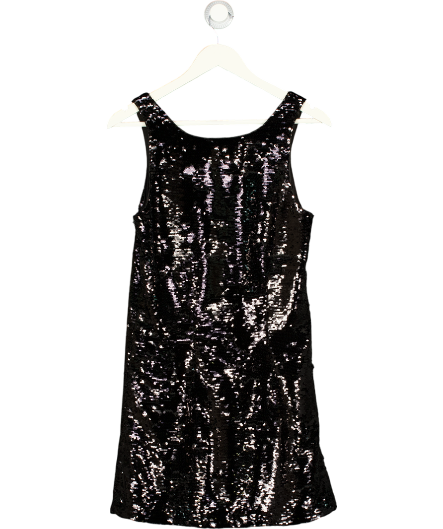 FRENCH CONNECTION Black Sequin A-line Mini Dress UK 6