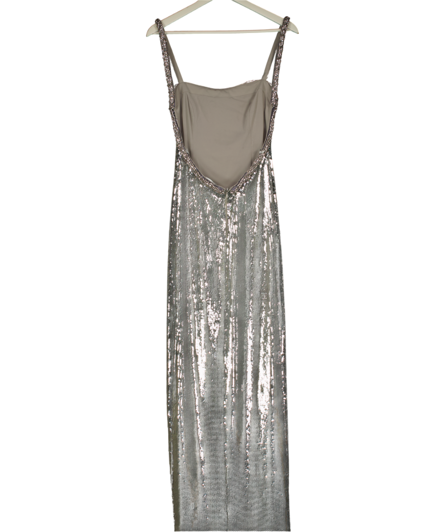 REBECCA VALLANCE Metallic Olympia Open-back Crystal-embellished Sequined Mesh Gown UK 8